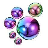 KONTONTY 6 Stuks Delige Buiten Gazing Balls van Roestvrij Staal Holle Gouden Spiegelbollen van Weersbestendige Lichte Decoratieve Spiegelsferen voor Tuin Evenementen