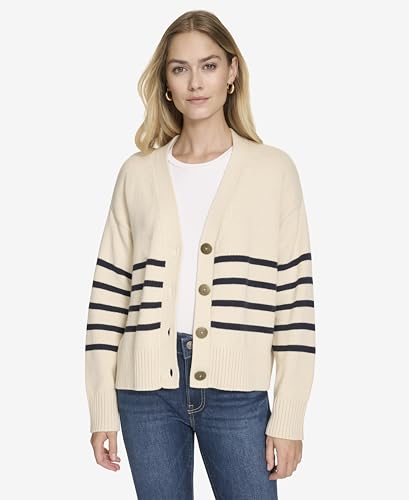 Nautica Women's Long Sleeve V-Neck Striped Cardigan2