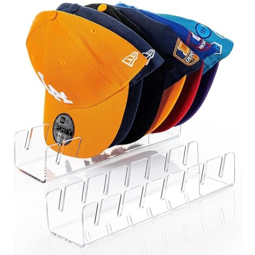 katmerio 2 Stück Cap Halter, Kunststoff Cap Organizer, Acryl Kappenhalter Transparente Cap Aufbewahrung Fasst 14 Baseballkappen, Kappen Organizer für Schlafzimmer, Kleiderschränke, Kommoden und Wände
