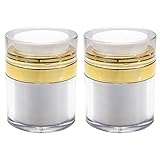 (2 pack) 1 oz / 30 ml White and Gold Airless Jar