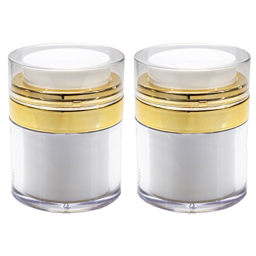 (2 pack) 1 oz / 30 ml White and Gold Airless Jar