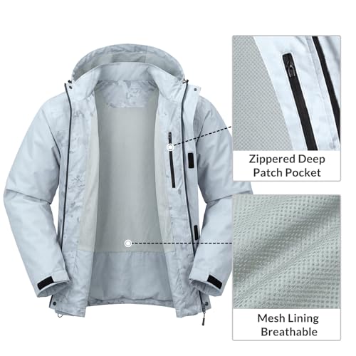 Image of LOOGU Rain Jacket for Men, Packable Waterproof Rain Shell Lightweight, S-3XL for Hiking Fishing Camping