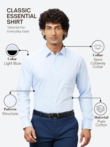Image of Raymond Men's Pure Cotton Structure Pattern Slim Fit Semi Cutaway Collar Full Sleeve Formal Shirt