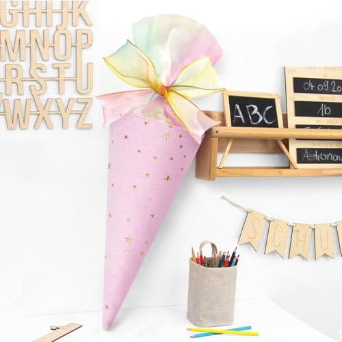 HTTDSLF 2Pcs Geschwister Schultüte Mädchen Jungen, Kleine Schultüten zum Befüllen, Kleine Zuckertüte Mädchen, Schultüte Kindergarten, Geschenk zur Einschulung, Schultüten Klein für Schüler Studenten