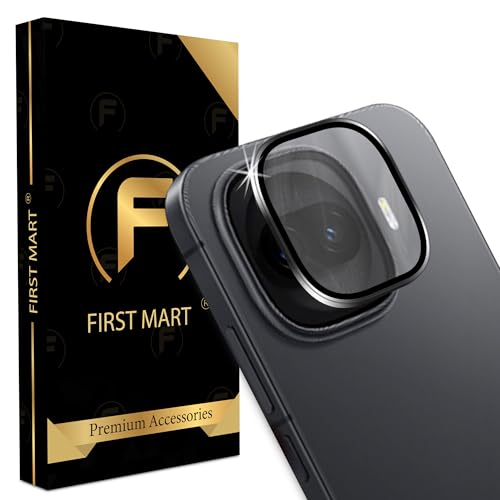 Image of FIRST MART Black Camera Ring Guard Protector for iQOO 15R | Tempered Glass with Metal Alloy Rings, HD Clear, Scratch Resistant, Case-Friendly | Pack of 1