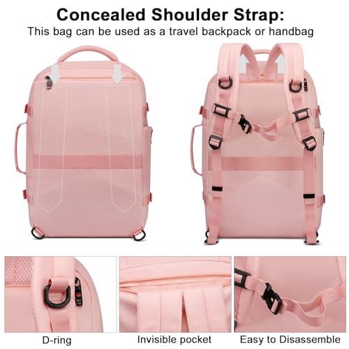 30L Travel Backpack For Women Men Flight Approved Carry-On Laptop Pink - image 4