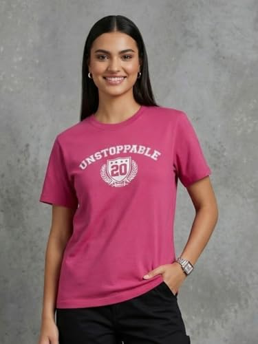 Image of Nobero Women's Graphic Printed T-Shirt | Regular Fit 180 GSM Cotton Tee for Women | Comfortable Round Neck Casual Wear