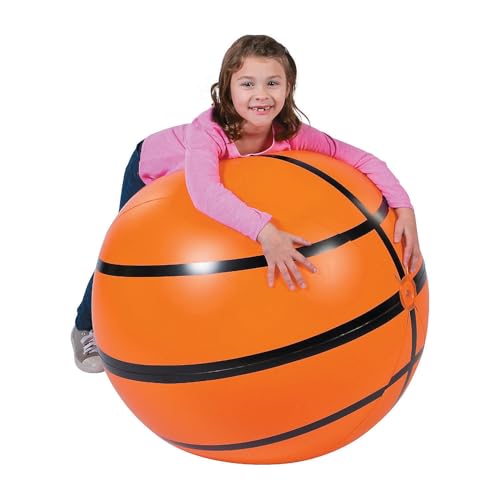 Fun Express XL Inflatable Basketball - Blows up to 30 Inches - Beach, Pool and Party Favors Toy - VBS Vacation Bible School Supplies/Decor