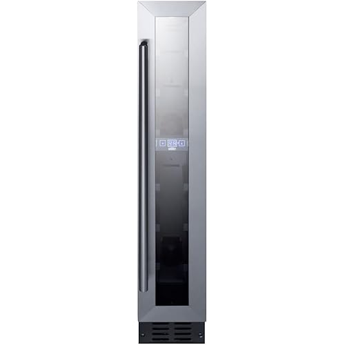 Summit Appliance SWC007 Commercial 6" Wide ADA Compliant Built-in Undercounter Wine Cellar with 7 Bbottle Capacity, Glass Door, Black Cabinet, Auto Defrost, Digital Thermostat and LED Lighting