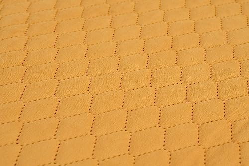 Image of Quilted Sofa Cover Set for 5 Seater Sofa (Yellow) | 3 Seater and 2 Seater Sofa Slip Covers /Velvet Sofa Panel - 5 Seater