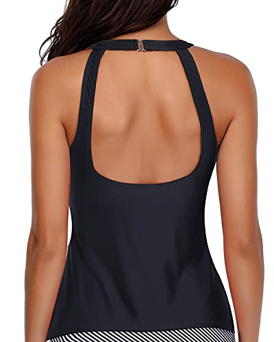 image for Holipick High Neck Tankini Top Bathing Suit Tops for Women Tummy Contr