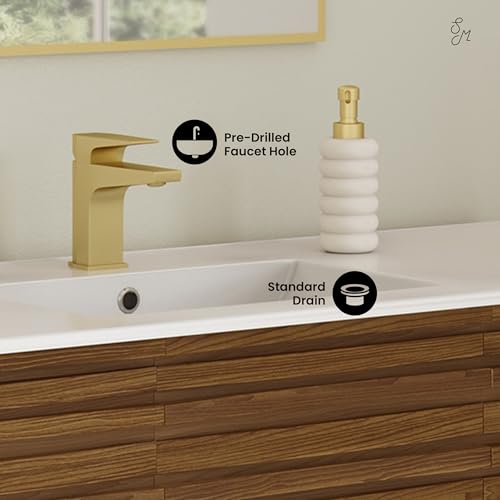 Image of Swiss Madison Cascade 48'' Bathroom Vanity in Brown Oak