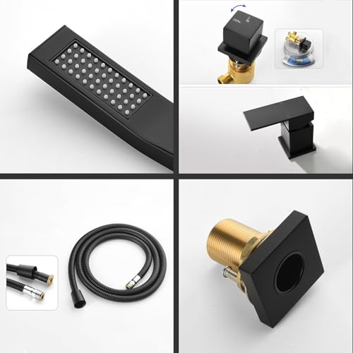 Mitigeur cascade pour baignoire avec douchette design noir mat