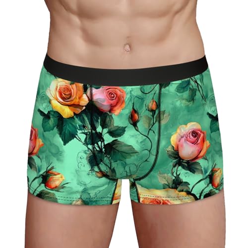 Men's Underwear Roses on Green Boxer Briefs Breathable Comfortable3