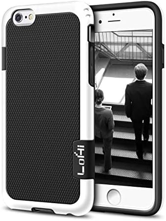 Compatible with iPhone 6s/6 Case, LoHi [Extra Front Raised Lip] Hybrid Impact 3 Color Shockproof Rugged Soft TPU & Hard PC Bumper Cover 4.7 Inch - Black
