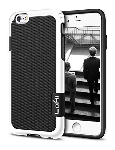 LoHi Compatible with iPhone 6s/6 Case, [Extra Front Raised Lip] Hybrid Impact 3 Color Shockproof Rugged Soft TPU & Hard PC Bumper Cover 4.7 Inch - Black