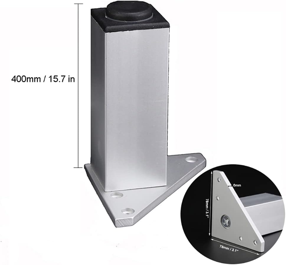 ソファ 脚 交換 4個 高さ調節 家具脚 角足の直径：4 x 4 cm 継ぎ脚 ホワイト 家具足 6cm-40cm テーブル 脚 ソ