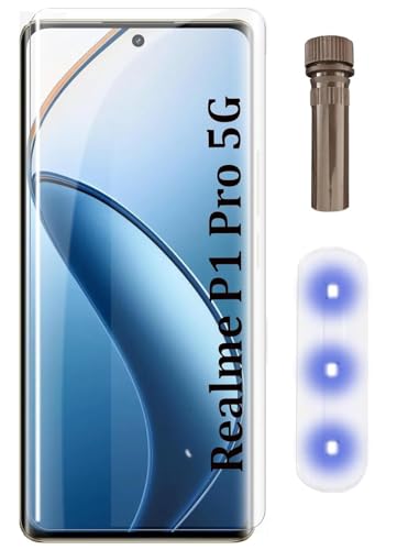 Image of 100FIT Adavnced Glue UV Curved Tempered Glass for Realme P1 Pro 5G | With HD clearity full curved edge protection and Installation Kit