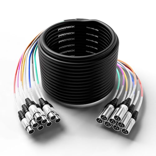 PRORECK 100ft Snake Cable, 8-Channel Shielded Audio Cable XLR Male