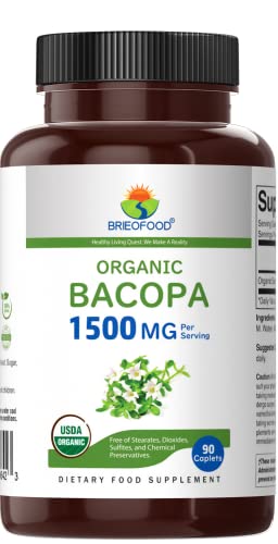 Brieofood Organic Bacopa 1500Mg, 45 Servings, Vegetarian, Gluten Free, 90 Vegetarian Tablets… #TOP1