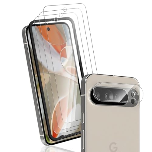 Yonntmmi Schutzfolie für Google Pixel 9 Pro XL für Panzerglas, 3 Stück Panzer Schutz Glas Schutzfolie mit 1 Stück Kameraschutz Schutzglas, HD/9H Härte/Kratzfest Panzerfolie für Google Pixel 9 Pro XL