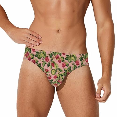 Fresh Raspberry Men's Swim Trunks Briefs Swimsuit Swimwear Bathing for Underwear Beach