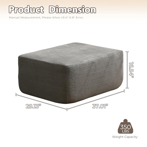 Image of HOOOWOOO Cloud Sectional Couch for Living Room,Modular Sectional Sofa No Assembly,Matching Plush Corduroy Ottoman(Gray)