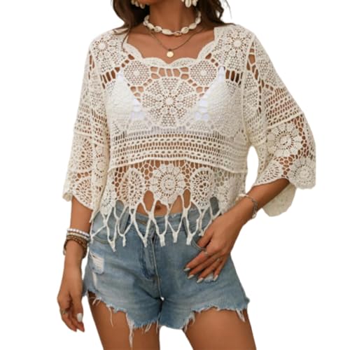 Cubierta de playa de ganchillo para tus tardes de piscina y paseos marítimos con estilo boho