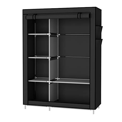 UDEAR Armario Closet Organizador Plegable para Ropa Ropero Resistente al Polvo Guardarropa,Negro