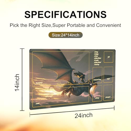 Extalas MTG Playmat TCG Playmat -Includes Storage Tube and 7 Dice-Experience Top-Tier Quality and Edge-Locking Waterproof and Non-Slip Mat! (playmat with Zones, 2-Dragon) by Extalas - Image 5