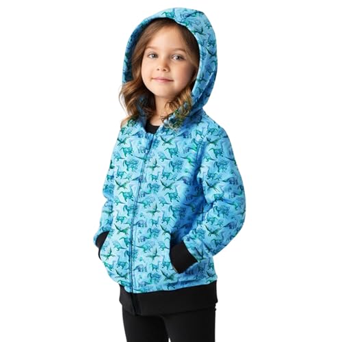 Girls Dinosaur Hoodie – Soft, Lightweight Zip Jacket with Original Dino Art – Toddler to Youth Sizes