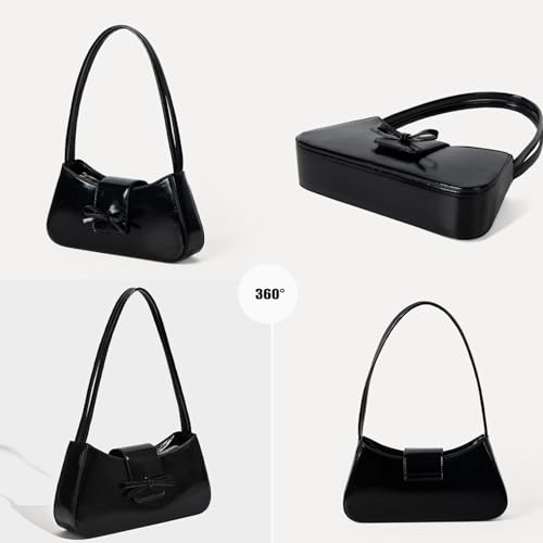 Image of Shoulder Bag for Women Coquette Bow Purse | Y2K Trendy, PU Leather, Small Cute Bag, Mini Hobo Handbag