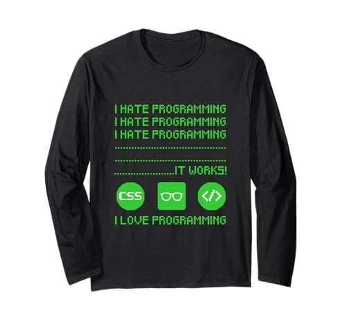 T-shirt humoristique avec inscription « I Hate Program » Geek Programmer Nerd Manche Longue