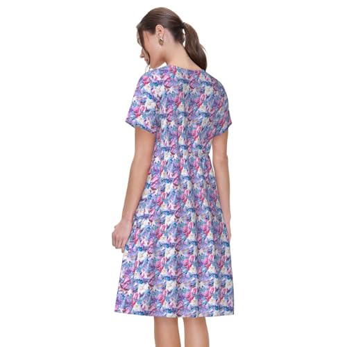 Robe d'été à manches courtes et imprimé papillon multicolore - 5