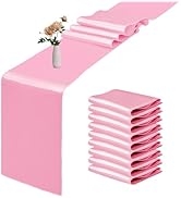 10 Pack Satin Table Runner 12 x 108 Inch Long Pink Smooth Silk Fabric Table Runner for Birthday P...