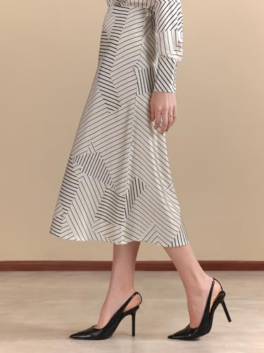 Image of FableStreet Women Formal Shirt & Skirt Co-Ord Set | Striped Collared Neck Full Sleeves Button Closure | Smooth Woven Fabric For Office Wear & Casual Outings
