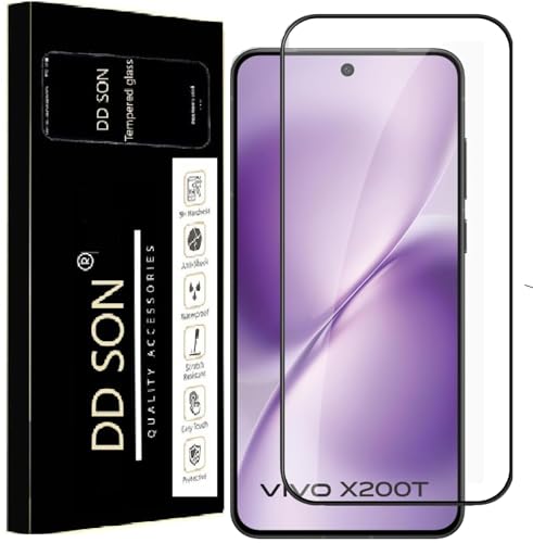 Image of DD SON Tempered Glass for Vivo X200T (6.67 Inch) With Installation Kit | 9H Edge to Edge Screen Protector | Black