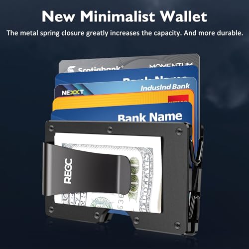 Slim Wallet for Men, Metal Money Clip Wallet, RFID Blocking Minimalist Wallet, Pocket Cash Credit Card Holder for Men (New, Black)3