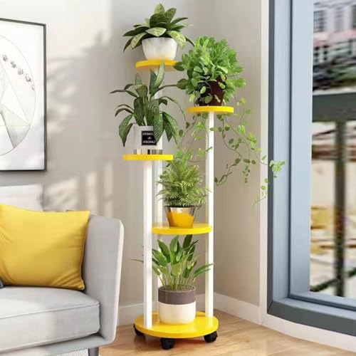Support à plantes à 5 niveaux avec roulettes pour salon et balcon