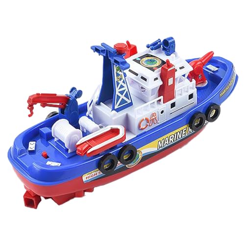 UEXEDO Bateau de Pompiers Jouet Électrique, avec Jet d‘Eau, Lumières et Musique - Jouet de Bain et Piscine pour Enfants, Stimule l‘Imagination pour Filles et Garçons de 3 à 8 Ans
