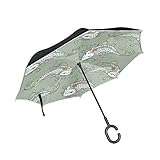 Double Layer Inverted Umbrella Windproof Outdoor Rain Sun Car Reverse Umbrellas with C-Shaped Handle...