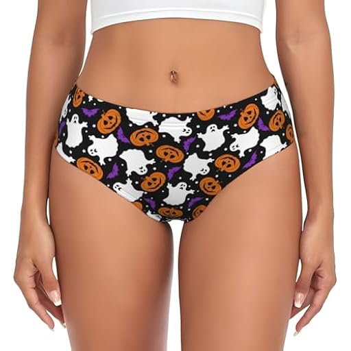 Novastar Ropa interior para mujer – Calabazas fantasmas de Halloween, invisibles, sin costuras, elástica, bragas de bikini, Negro, M | Ya disponible en tu tienda friki favorita! En mundofriki.es!