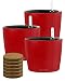 3 Self Watering Planter Pots 7'' with 6 Quarts Fiber Soil Foolproof Indoor Home Garden Modern Decorative Planter Pot for Plants Flowers Herbs African Violets Succulents Easy/Looks Great (3, Red)