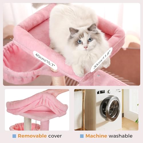 MeowSir Cat Tree Torre de gato de 86 cm com poleiro acolchoado superior, rede confortável, condomíni