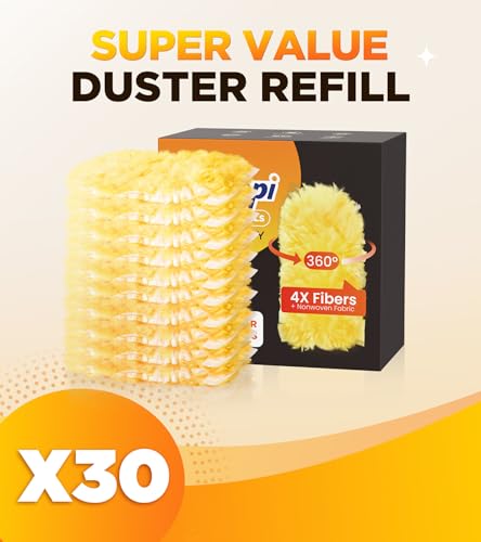 Image of 30 Count Heavy Duty Duster Refills for Swiffer, Multisurface 360 Larger Size Dusters with 4X Microfibers, Unscented Disposable Dusters for Cleaning Home, Blinds, Fans, Corners (Only Duster)