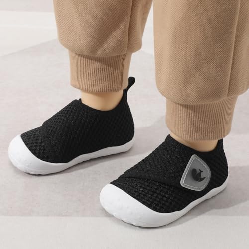 Image of FEETCITY Baby First Walking Shoes Wide Baby Shoes Infant Sneakers Newborn Crib Shoe Barefoot Lightweight Slip On Shoe