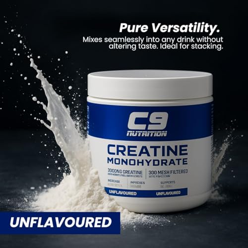 Image of C9 Nutrition Creatine Monohydrate 100g | 3000mg Pure Creatine | 200 Mesh Micronized Powder | Unflavoured | Boosts Strength, Endurance & Muscle Recovery | 33 Servings (100gm, Unflavoured)