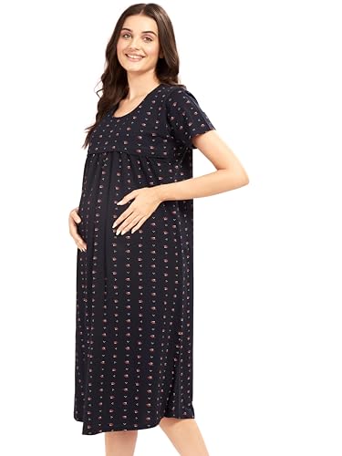 Image of AV2 Women's Cotton Starred Knee Length Maternity Nightdress