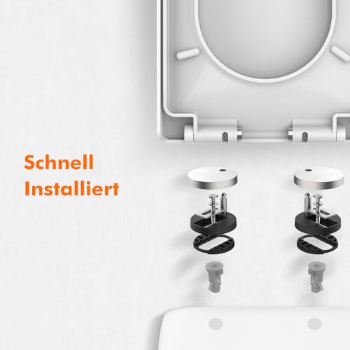 Ibergrif WC Sitz mit Absenkautomatik, D Toilettendeckel Einfache Montage und Sauber, Klodeckel Quick-Release-Funktion, Antibakterielle, für die Meiste Toilette, Belastbarkeit von 150kg, M41001, Weiß
