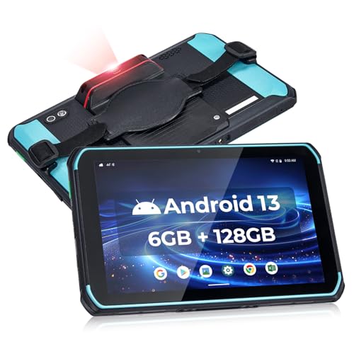 MUNBYN Rugged Tablet with Scanner ILT01Pro, 6GB+128GB Large Memory, Equipped with Honeywell N6703 Scanner, 8-Inch, Android 13, 9000mAh, Inventory Tablet for Logistics Warehouse, 2Y Protection
